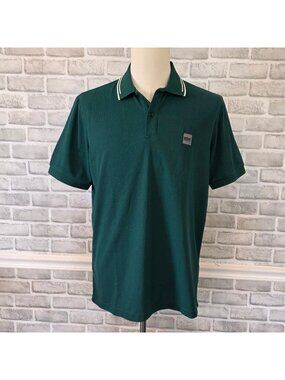 Hugo Boss Paddy Dark Green Cotton Pique Polo NWOT Luxury Golf Business Casual XL